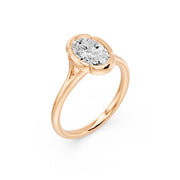 Bague solitaire 1.50 carat or rose 14 carats diamant synthétique ovale Georgia